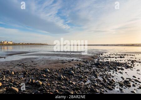 A almost deserted beach on the Fylde Coast, Lancashire, UK Stock Photo
