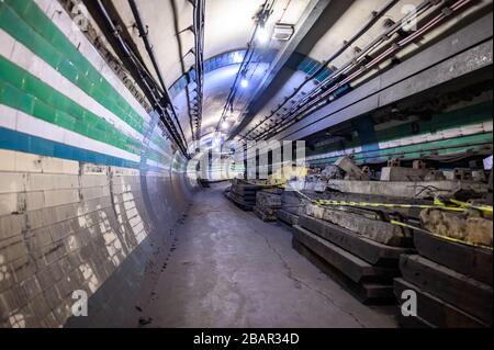 Piccadilly Circus Underground Station Disused Tunnels Stock Photo