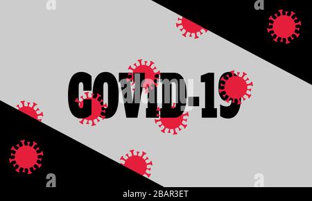 Covid-19 lettering on black and gray background. Coronavirus outbreak concept. Vector EPS10 Stock Vector