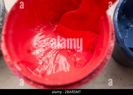 the red of plastisol ink for print tee shirt in the glass bucket. colorful  of ink background Stock Photo - Alamy