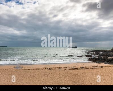 Myrtleville, Cork, Ireland. 29th March, 2020. A deserted beach due to the current Government restrictions that are in place due to the present Covid-19 emergency at Myrtleville, Co. Cork, Ireland. - Credit; David Creedon / Alamy Live News Stock Photo