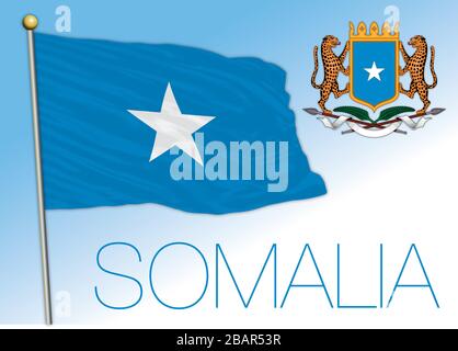 Somalia official national flag and coat of arms, african country, vector illustration Stock Vector
