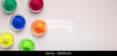 Organic colours powder for Hindu tradition festive Stock Photo
