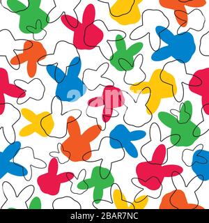 Colorful bunny, rabbit head on light background. Seamless, repeat pattern. Perfect for easter decorations. Stock Vector