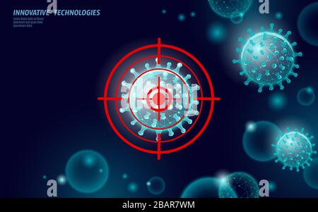 Stop coronavirus 3D low poly render. Laboratory analysis infection virus influenza flu pneumonia. Modern science technology medicine vector Stock Vector