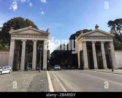 Monumental entrance to the Villa Borghese in Rome - Italy Stock Photo