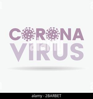 Illustration of Coronavirus Upper Case Purple Letters with Simplistic Icons Stock Vector