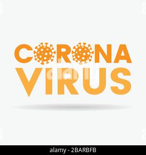 Illustration of Coronavirus Upper Case Orange Letters with Simplistic Icons Stock Vector