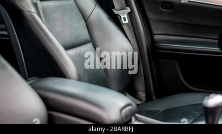Mercedes Benz W203-year 2004, Avantgarde equipment;luxury leather interior, heated seats buttons, headrest controls, cruise control, dashboard-C Class Stock Photo