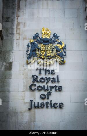 The Royal Courts of Justice, an imposing gothic law court building housing the UK's High Court and Court of Appeal Stock Photo