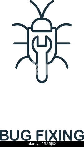 Bug Fixing icon from seo collection. Simple line Bug Fixing icon for templates, web design and infographics Stock Vector