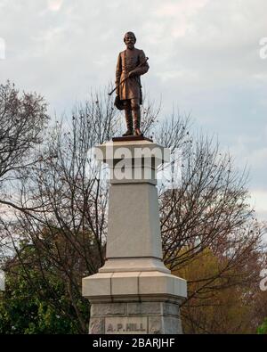 Ambrose Powell (AP) Hill statue in Richmond, Virginia on Laburnum Avenue. AP Hill was a confederate generate during the Civil War in the United States Stock Photo