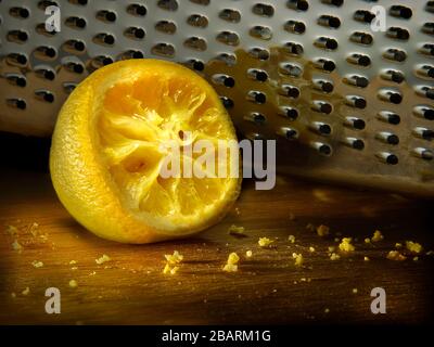 Making lemon zest Stock Photo