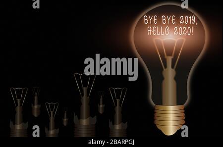 Conceptual hand writing showing Bye Bye 2020 Hello 2020. Concept meaning saying goodbye to last year and welcoming another good one Stock Photo