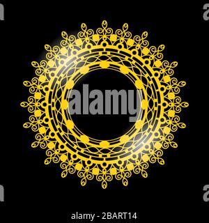 Gold Frame Isolated on White Background. Yellow Metallic Circle. Retro Luxury Stock Vector