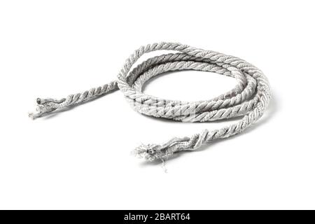 Coiled durable nylon rope isolated on white Stock Photo