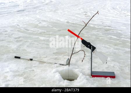 Ice fishing hole Stock Vector Images - Alamy