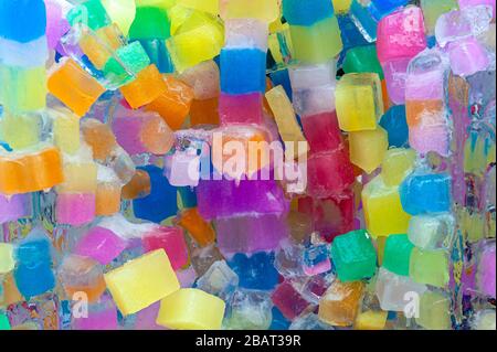 Multi-colored ice cubes, Stock Photo