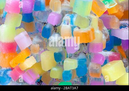 Multi-colored ice cubes, Stock Photo