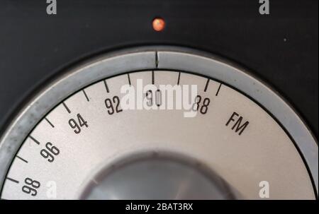 Radio dial tuned to 89.9 on an old KLH Reciever Stock Photo