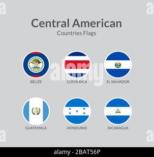 Central American countries flag icons collection Stock Vector