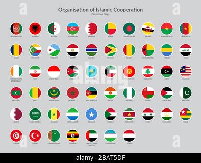 The organization of Islamic Cooperation Countries flag icons collection Stock Vector