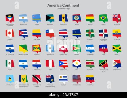 America Continent Countries flag icons collection, Chat flag icons Stock Vector