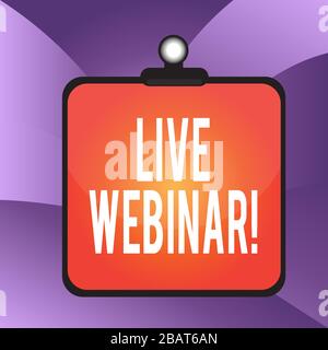 Handwriting text writing Live Webinar. Conceptual photo presentation lecture or seminar transmitted over Web Clipboard colorful background spring clip Stock Photo