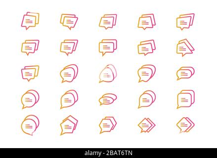 Set of Chat bubble icon, Typing icon, comment sign symbol Stock Vector