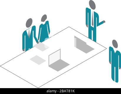 3D vector of working situation in a bank Stock Vector