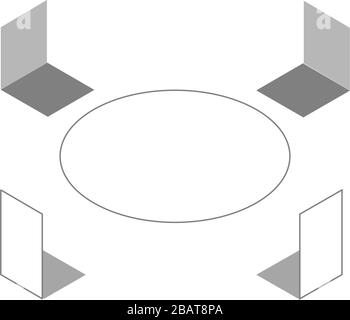 3D vector of round table with chairs Stock Vector