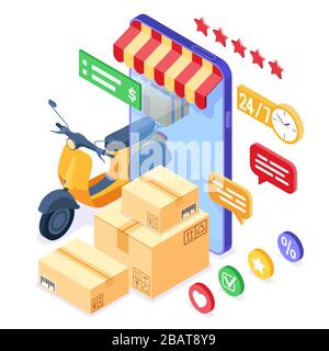 online order package delivery service Stock Vector