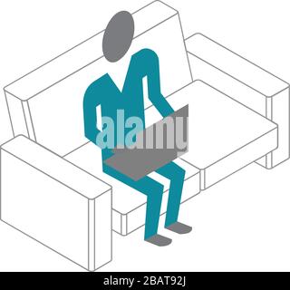 3D vector of business man sitting on couch Stock Vector