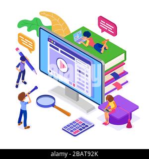 Online distance education from home Stock Vector