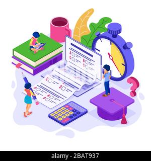 Online distance education exam test Stock Vector