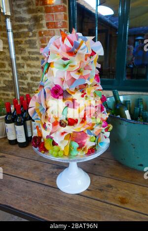 An ornate and complex decorative wedding cake, England, UK Stock Photo
