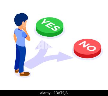 man faced with choice yes or no Stock Vector