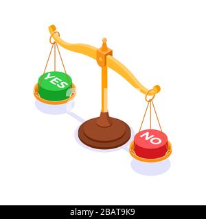 choice yes or no on scales concept Stock Vector
