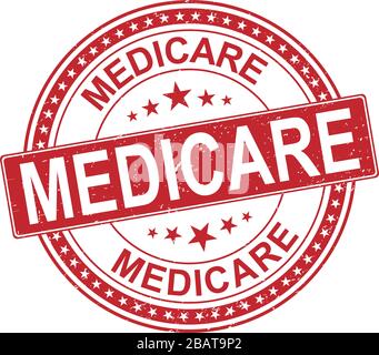 Medicare universal healthcare campaign stamp flat vector label for print and websites Stock Vector