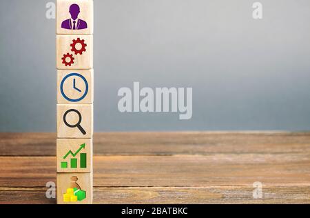 Conceptual image of business strategy. Action plan, management, research, marketing. The goal to increase and maximize profit. Plan, planning. Improvi Stock Photo