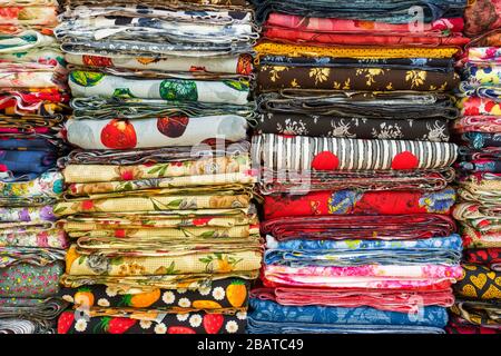 Various of colorful fabrics background Stock Photo