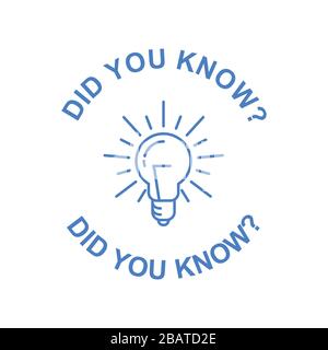 Did you know tip icon, light bulb and quote symbol, prompting sign Stock Vector