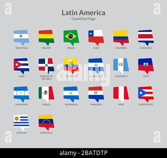 Latin American countries flag icons collection Stock Vector