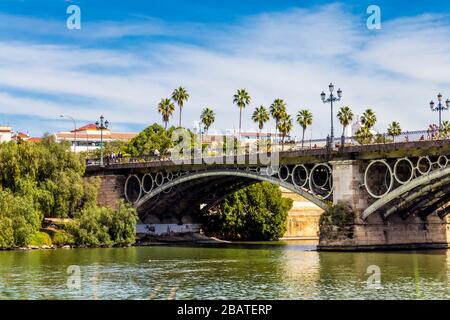 Puente de Isabel II (Triana Bridge) Seville, Andalusia, Spain Stock Photo