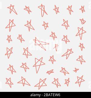 Hand drawn doodle stars, Set of abstract hand drawn stars Stock Vector