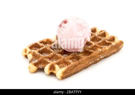 Belgian waffle ice cream sandwich with scoop Stock Photo - Alamy