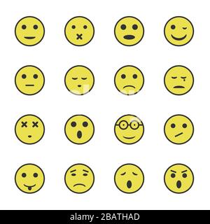 Smiling face emoji icons Stock Vector