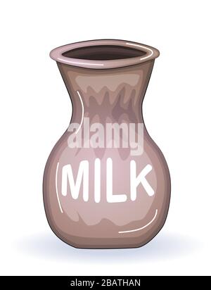 Fresh Milk illustration. Ceramic Jug. Beautiful Pottery. Ethnic Crockery. Farm product Stock Vector