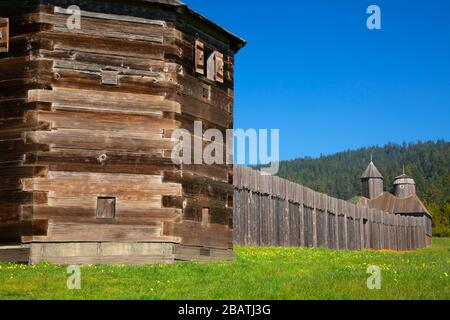 Southeast blockhouse, Fort Ross State Historic Park, California Stock Photo