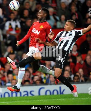 Danny Welbeck Manchester United Left And James Tavernier Newcastle United Battle For The Ball Stock Photo Alamy